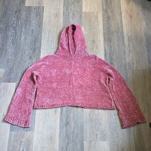 Alice + Olivia Dusty Rose Cropped Chenille Hoodie